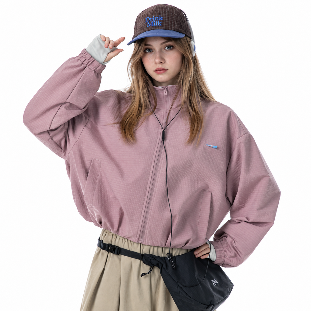 Women's Colorblock Stand Collar Zip-Up Jacket